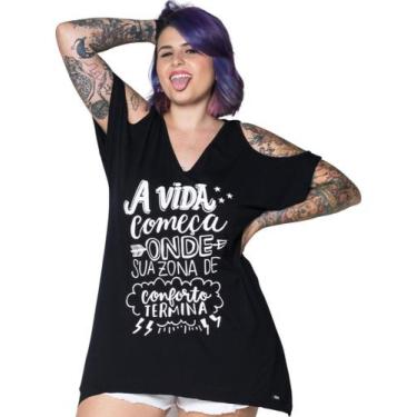 Imagem de Blusa Max Sob Leg Gola V Buraco No Ombro Estampada - Deliriyou, P, Pre