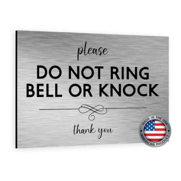 Imagem de Placa "Please Do Not Ring Bell or Knock" - ACM de alumínio escovado, ideal para uso doméstico e escritório (alumínio escovado, 12,7 cm x 17,8 cm)