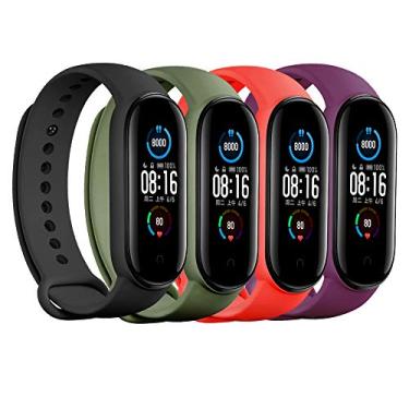 Imagem de LeongLzt (pacote 4/5/8) Pulseira Xiaomi Mi 5/6/7/Amazfit Band 5/6 Pulseiras de substituição para Mi Band 5/6/7 e Amazfit Band 5/6, pulseiras de silicone macio e flexível que não irrita a pele,