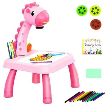 Imagem de Mesa com Projetor de Imagens para Desenhar Infantil Girafa Rosa