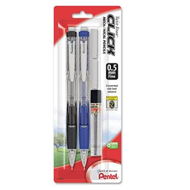 Imagem de Pentel Lapiseira Twist-Erase Click (0,5 mm), barris sortidos, 2 refis de borracha e chumbo, a cor pode variar, pacote com 2 (PD275TLEBP2)