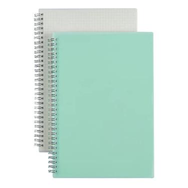 Imagem de Pacote com 2 cadernos espirais A4 pontilhados com papel grosso de 120 g/m², caderno espiral com capa dura de plástico e fecho de faixa elástica, 74 folhas por pacote 21,5 x 28,5 cm
