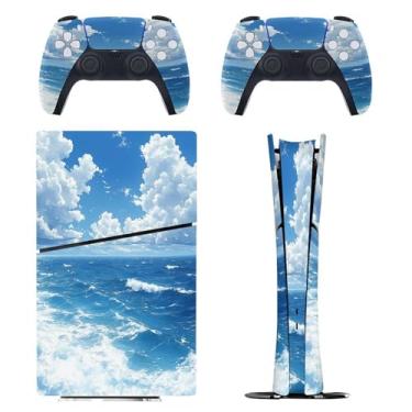 Imagem de Skin for PS5 Slim Digital Edition, capa adesiva para console e controle PlayStation 5, película protetora removível fácil de envolver acessórios para jogos, decalque capa completa - Sky Waves