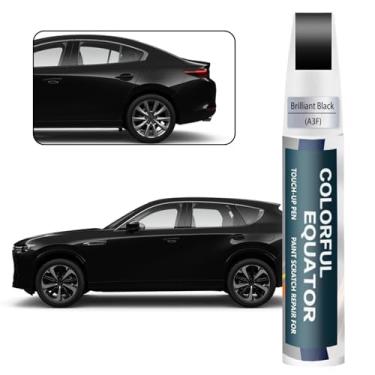 Imagem de Tinta de retoque preta brilhante A3F para Mazda, caneta de pintura de carro, reparo de arranhões, tinta de retoque dois em um, removedor de arranhões de carro premium para arranhões profundos