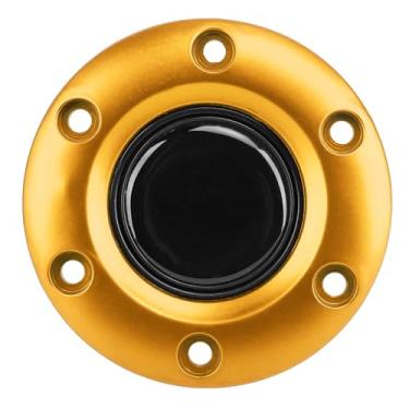 Imagem de Tampa Central do Volante do Carro - Interruptor de Botão de Buzina Interno para Volantes de 6 Furos, Design Elegante, Ajuste Universal, Melhora a Experiência de Direção (Ouro)
