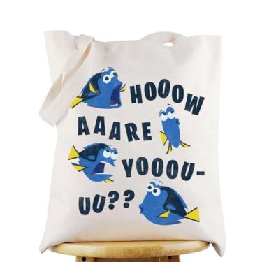 Imagem de WZMPA Dory Sacola Dory para fãs de Dory Gift How Are You Bolsa de ombro de desenho animado Mercadoria do filme, Bolsa How Are You, Large, Sacola