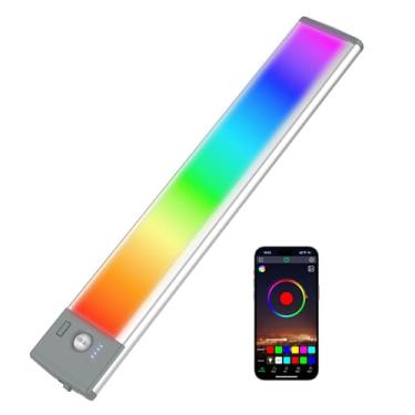 Imagem de LEPOTEC 1 peça de luzes de parede LED RGB, lâmpada de arandelas de parede com controle remoto de aplicativo, barra de luz para jogos, iluminação embaixo do armário com sincronização de música, luz