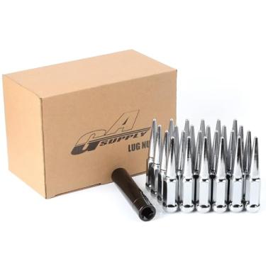 Imagem de Porcas de porca cromadas GAsupply 14 x 1,5 cm, protuberância de extremidade fechada, porcas de roda esféricas de 11 cm de altura, 11 cm de altura, 1,2 cm de altura, 1,1 cm, assento cônico, conjunto de 24 + 1 chave