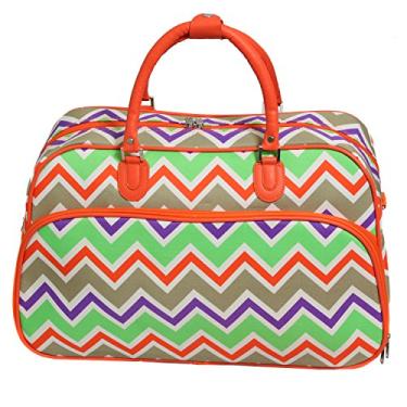 Imagem de World Traveler Bolsa de mão feminina de 53 cm, Acabamento laranja Chevron Multi, 21-Inch, Bolsa esportiva de mão de 53,3 cm (21")