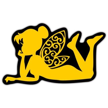 Imagem de Adesivo de decalque de fada Tinkerbell | Carros Caminhões Vans Walls Laptop | Ouro | 5,5 X 3 em | KCD640G