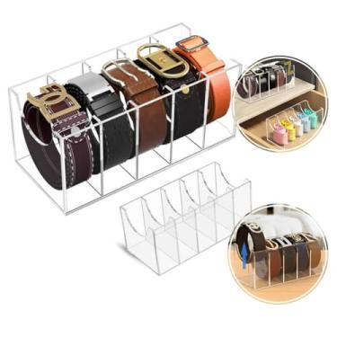 Imagem de Organizador de Cintos em Acrílico Transparente, 5 Compartimentos, Expositor para Closet