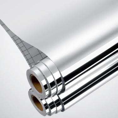 Imagem de YENHOME Adesivos de espelho, flexível, reflexivo, descascar e colar, papel espelhado, adesivo, não vidro, adesivo para paredes, 43 x 500 cm, folhas espelhadas, rolo de papel de parede espelhado,