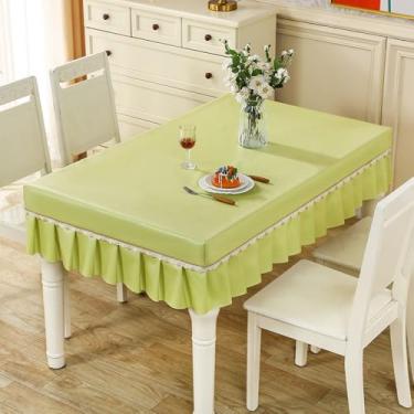 Imagem de JONKMY Toalha de mesa retangular retangular à prova d'água e à prova de óleo, toalha de mesa lavável em tecido para mesa de café de jantar, toalha de mesa, toalha de mesa de estudante, verde, 70 x 120