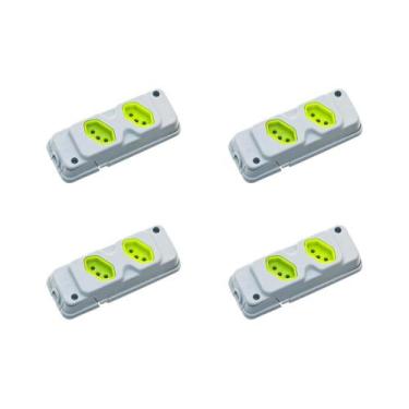 Imagem de Kit C/4 - Tomada Barra Fiolux Dupla 2P+T20A Cinza