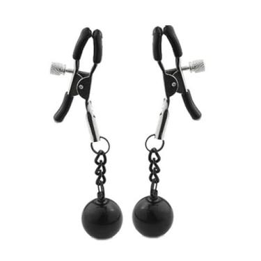 Imagem de Grampos para Seios com Bolas de Ferro 7cm x 2cm em Metal Prendedor Mamilos com Ajuste