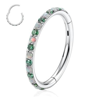 Imagem de PEAKLINK 20G 18G 16G 14G CZ/Opala Aço Inoxidável Sem Costura Articulado Segmento Clicker Ring Septo Conch Helix Cartilagem Piercing de nariz 6/7/8//9/10/12 mm, outro