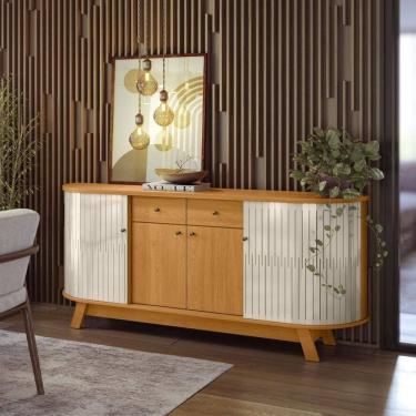 Imagem de Buffet 4 Portas 2 Gavetas Mônaco Cinamomo Off White