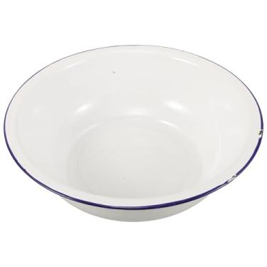 Imagem de TOVINANNA Bacia esmaltada, lavatório de 30 cm para pés de imersão para pés de imersão de metal, balde de pés, lavatório de lavanderia, banho de pés à moda antiga para pedicure de spa em casa