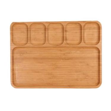 Imagem de Petisqueira Retangular Decorativa Bambu Com Divisorias 1 UNI - CASAVIT