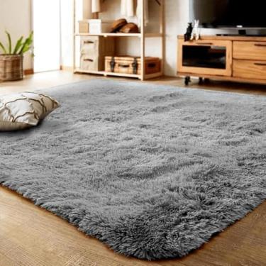 Imagem de Tapete Felpudo Peludo para Sala e Quarto, 100 x 150 cm, Bege (CINZA)
