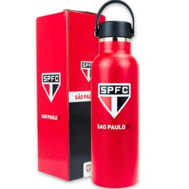 Imagem de Garrafa Garrafinha Squeeze Térmica 500ml Aço Inox Academia Passeio Viagem São Paulo Tricolor Oficial