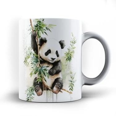 Imagem de Caneca xicara porcelana Panda galho árvore pandinha 25 (Branca)
