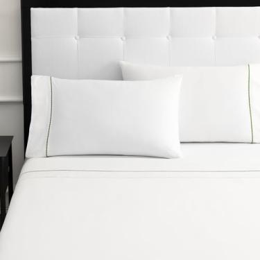 Imagem de kate spade new york Jogo de cama Dot Queen, 300 fios e 100% algodão, conjunto de cama de 4 peças para todas as estações, lavável na máquina, branco e verde