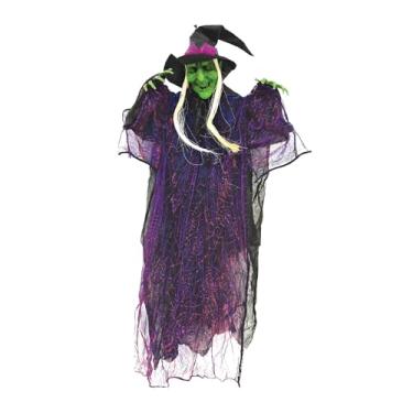 Imagem de Beistle Decoração suspensa de Halloween com criatura assustadora de bruxa novidade, 130 cm, preto/verde/vermelho/branco