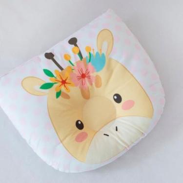 Imagem de Travesseiro Almofada Anatômico de Bichinhos para Bebê Feminino e Masculino RN (Girafa Rosa)