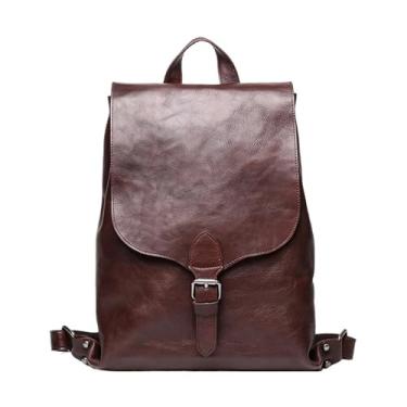 Imagem de Mochila feminina de couro, bolsa vintage para homens, mochila de viagem de qualidade, bolsa para laptop de 12 polegadas(Coffee)