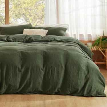 Imagem de Capa de Edredom Bedsure Queen Size em Musselina 100% Algodão - Verde O