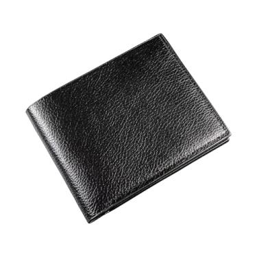 Imagem de Carteira masculina de couro sintético ultrafina, fácil de transportar, design compacto, segura para guardar cartões de dinheiro, preto, marrom, adequada para uso pessoal e presente, Preto, Clássico
