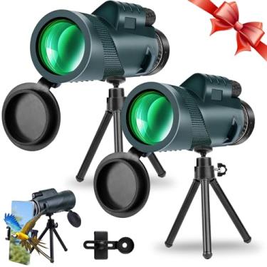 Imagem de Telescópio monocular de alta potência 80 x 100, 2 pacotes com suporte para smartphone e tripé, monóculo HD para adultos com prisma BAK4 e lente FMC para caça, estrelas, observação de pássaros, vida