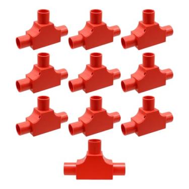 Imagem de Savagrow 10 peças caixa de junção em forma de T de 3 vias caixa de conduíte de PVC com conector de cabo de tampa com parafusos, vermelho