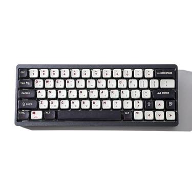 Imagem de XDK Conjunto de teclas preto e branco, 116 teclas de pudim translúcido brilho através de teclas PBT teclas de teclado mecânico
