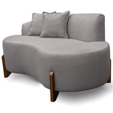 Imagem de Sofá Orgânico 145cm Decorativo Curvo Pé de Madeira 2 Lugares Feijão Fo
