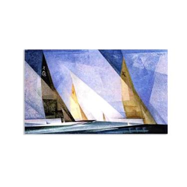 Imagem de SDYJ6GSW Lionel Feininger Arte de parede chegando a vapor reprodução em tela Lyonel Feininger pintura pôster giclee decoração de parede 70 x 40 cm (28 x 16 pol) sem moldura