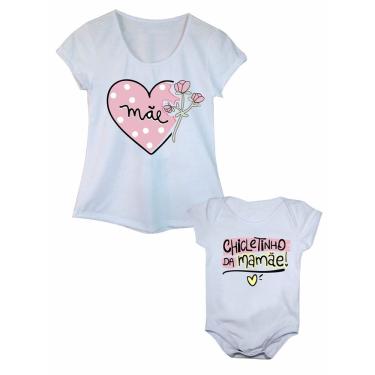 Imagem de Camiseta e Body de Bebê Chicletinho da Mamãe Kit Tal Mãe Tal Filha