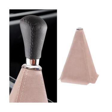 Imagem de BESULEN Capa de bota de câmbio de carro, capa contra poeira de botão de câmbio de couro, substituição manual/automática, polaina de freio de mão, capa de proteção contra poeira para carro (rosa)