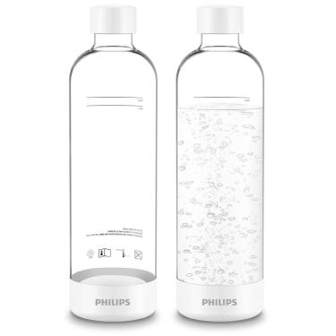 Imagem de Garrafas de Carbonatação Philips, 1L Twin Pack Garrafas de Água com Gás pet Reutilizáveis Compatíveis com Philips Sparkling Water Maker, 2 Pack, Branc