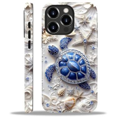 Imagem de MQJCYB Capa para iPhone 14 Pro Max, híbrida, resistente, 2 em 1, resistente, à prova de choque, proteção brilhante para iPhone 14 Pro Max - Tartaruga marinha estrela do mar oceano