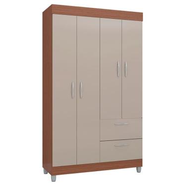 Imagem de Guarda Roupa Solteiro Tóquio 4 Portas Capuccino Off White - Poquema