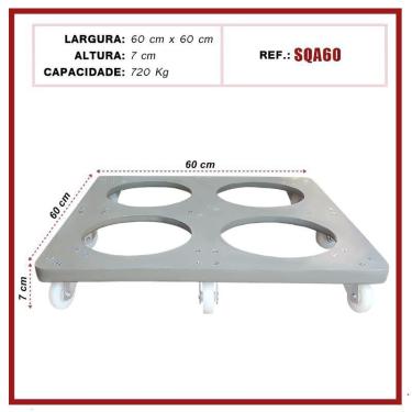 Imagem de Suporte De Alumínio Quadrado Com Rodízios Gel Para Vaso 60Cm