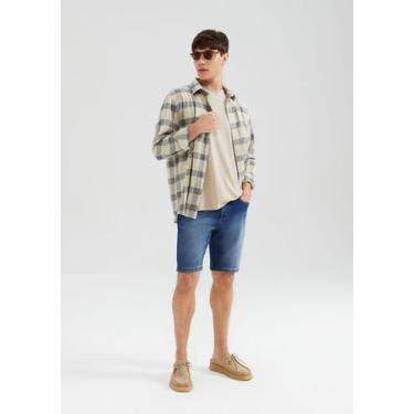 Imagem de Bermuda Jeans Masculina Reta Com Elastano - Hering, 036, Azul