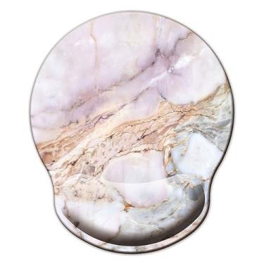 Imagem de Mouse pad com suporte de pulso, mouse pad ergonômico com almofada de descanso de pulso de espuma de memória, base de borracha antiderrapante mouse pad para jogos em casa, escritório, laptop, mármore branco