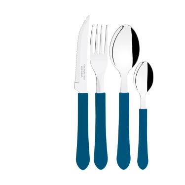 Imagem de Faqueiro 12 Peças Tramontina Leme em Aço Inox e Cabos em Polipropileno – Azul