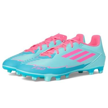 Imagem de adidas Tênis unissex adulto F50 Club Messi Firm Multi Ground, Flash Aqua/rosa lúcido/ciano lúcido, 11 Women/10 Men