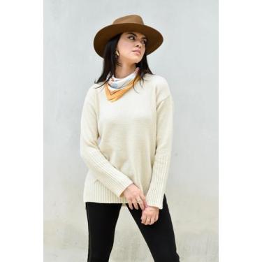 Imagem de Blusa em Tricot Mousse Manga Comprida Punho Canelado e Costas Mullet  