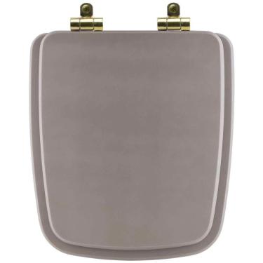 Imagem de Assento Sanitário Poliéster Soft Close Boss Stone (cinza Fosco) Para Vaso Incepa Com Ferragem Dourada