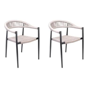 Imagem de Kit 2 Cadeiras Trancoso Base Grafite Amêndoa - Rivatti